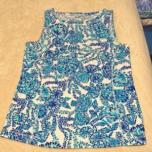 Lilly Pulitzer Blue and White Patterned Tank Top